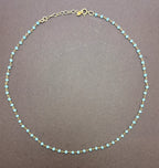 Collar Rosario de Amazonita en Plata de Ley Chapada en Oro · Hecho a Mano