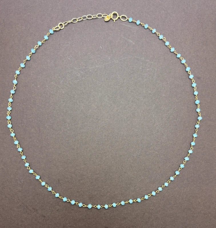 Collar Rosario de Amazonita en Plata de Ley Chapada en Oro · Hecho a Mano