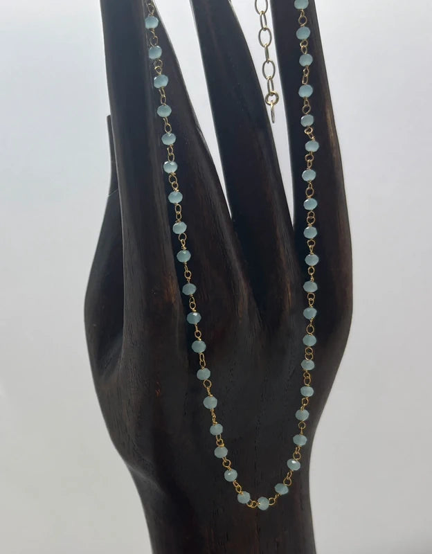 Collar Rosario de Amazonita en Plata de Ley Chapada en Oro · Hecho a Mano
