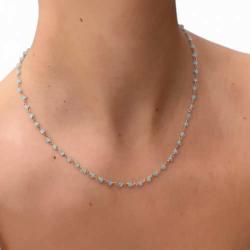 Chalcedony Rosary Necklace · Gold Plated Sterling Silver